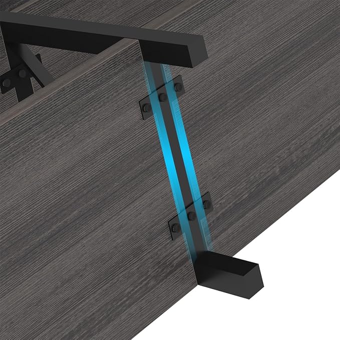 IBF Console Sofa Table, Industrial Metal Wood Entryway Table, Modern Hallway Foyer Table Behind Couch Table, 3 Tier Entry Table with Storage Shelves for Living Room Bedroom, Dark Gray Oak, 55 Inch