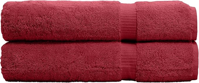 Luxury Hotel & Spa Collection Highly Absorbent, Quick Dry 100% Turkish Cotton 700 GSM, Eco Friendly Towel, for Bathroom Oversize Dobby Border Bath Towels 35 X 70 (Bath Sheet Towel Set of Cranberry)