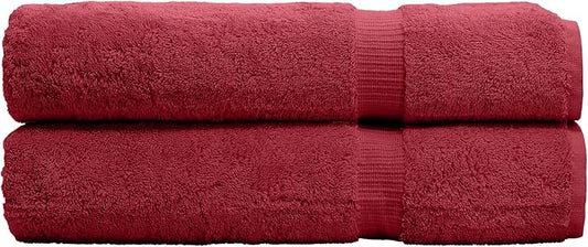 Luxury Hotel & Spa Collection Highly Absorbent, Quick Dry 100% Turkish Cotton 700 GSM, Eco Friendly Towel, for Bathroom Oversize Dobby Border Bath Towels 35 X 70 (Bath Sheet Towel Set of Cranberry)