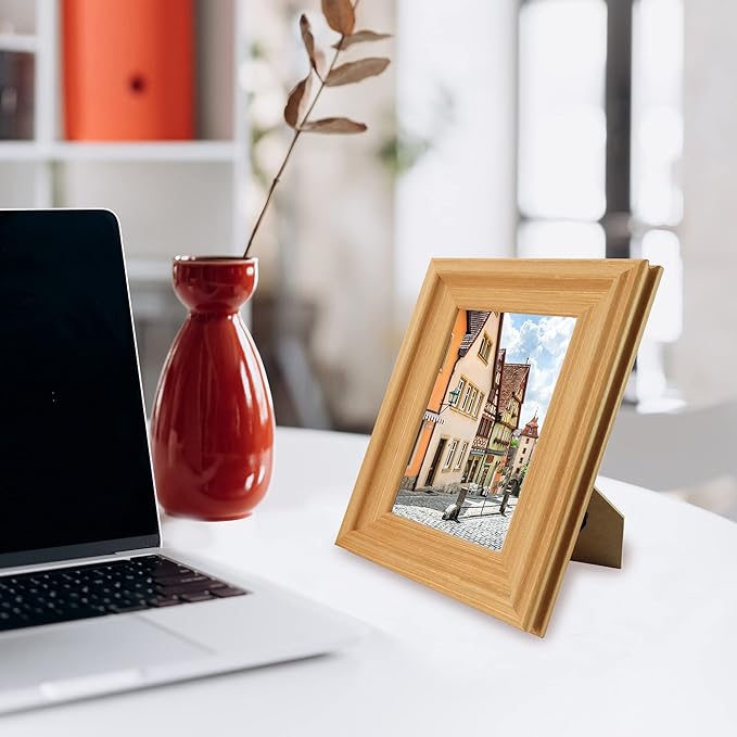 GraduationMall 4x6 Wooden Picture Frames,Real Glass,Wall or Tabletop Display Photo Frames,Oak Set of 2