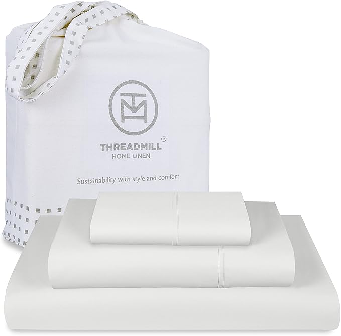 Threadmill Luxury 800 Thread Count Twin 100% Cotton Sheets - Light Grey Sateen Weave Bed-Sheets, Better Than Egyptian Cotton,3 Pc Solid Soft Bedding Set, Fits 15" Deep Pocket