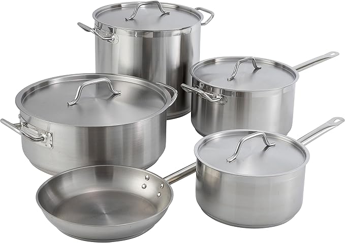 Winco Heavy-Duty Stainless Steel Sauce Pan with Cover, 6 Quart
