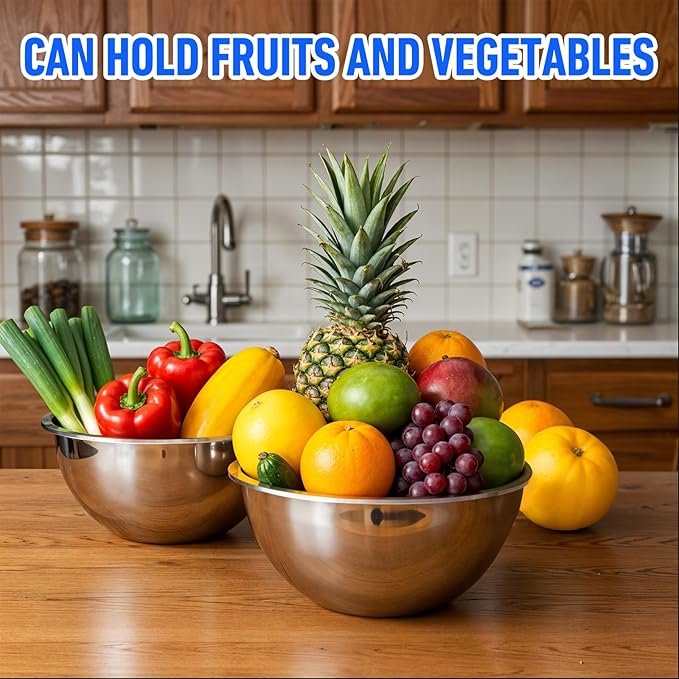 Set of 12 Stainless Steel Mixing Bowls, Nesting Metal Prep Salad Bowl Bulk Kitchen Large Reusable Baking Food Container for Hotel Restaurant Home Cooking, Silver(8.66 x 3 Inch)