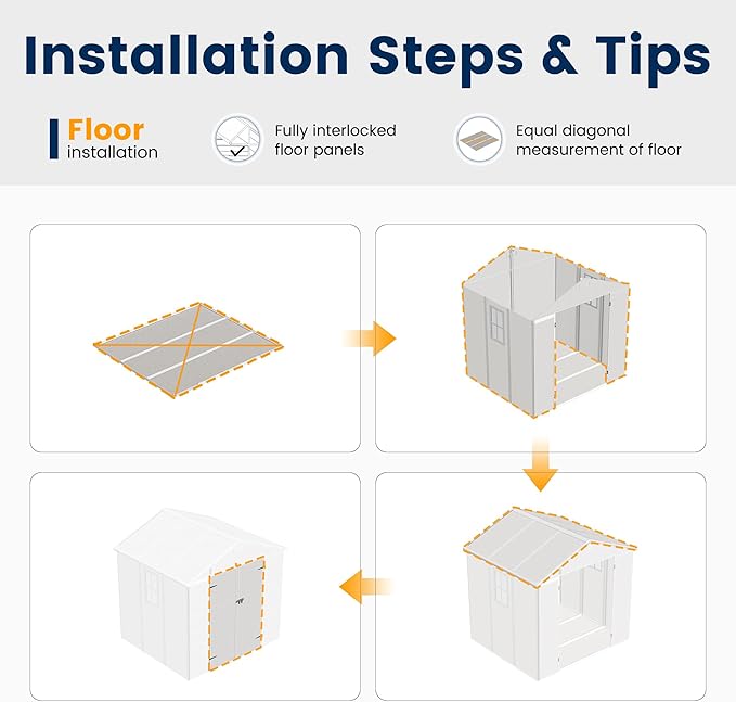 UDPATIO Resin Storage Shed 8 x 6 FT, Outdoor Garden Sheds with Floor Plastic Patio Outdoor Storage Shed with Lockable Door, Sandstone