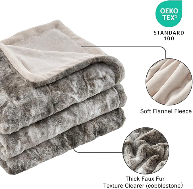 Krifey Oversized Faux Fur Blanket, Super Soft Cozy Blanket, Luxury Fluffy Throw Blanket Fuzzy Bed Throw, Plush Christmas Birthday Gifts for Women, Room Home Dorm Decor, Marbled Gray 60" x 80"