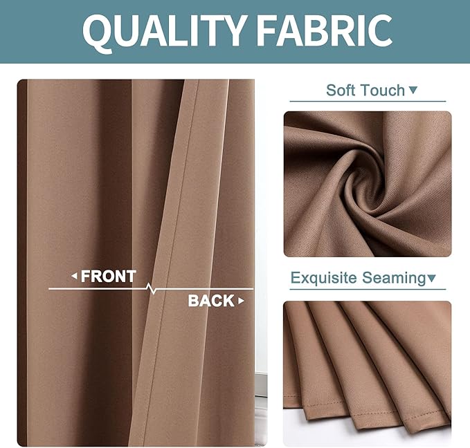 ChrisDowa Small Window Curtains for Kitchen and Bedroom - Grommet Short Thermal Insulated Room Darkening Curtains (2 Panels, Cappuccino, 36 x 24 Inch)