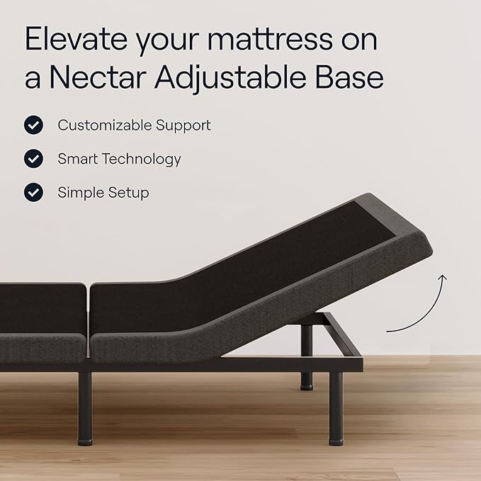 Nectar Premier King Adjustable Base & 13” Mattress (New Version) - Head & Foot Incline - Medium Firm Memory Foam - Cooling Upgrade - 3 Massage Settings - 365-Night Mattress Trial & Forever Warranty