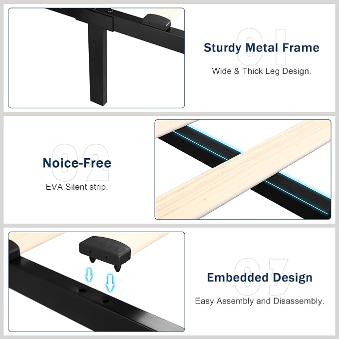 Full Size Bed Frame with 4 Storage Drawers, Upholstered Platform Bed with Charging Station, Modern Wingback Storage Headboard, Easy Assembly,Noise-Free, Light Gray
