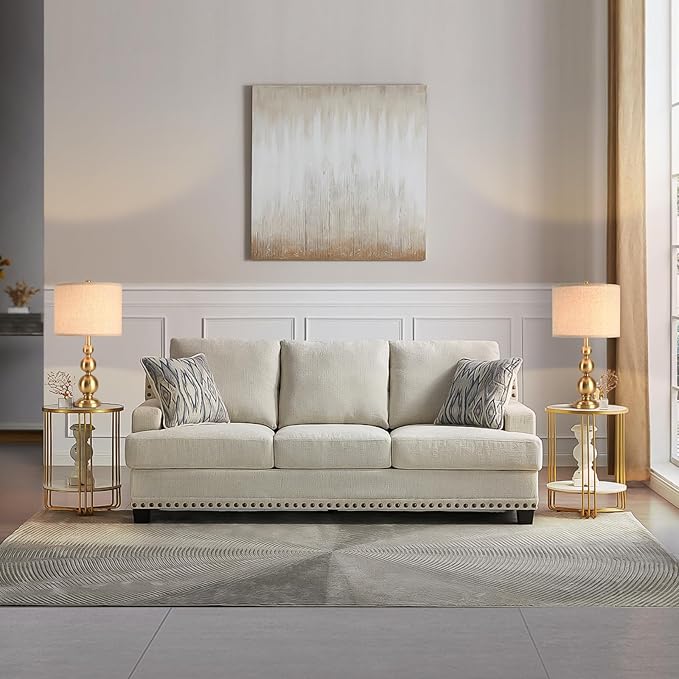 Gold Table Lamp Set of 2, 24.4" Table Lamps for Living Room, Gold Tall Skinny Table Lamps, Modern Buffet Lamp for Bedroom Bedside, Nightstand, Desk, End Table, Entry Way