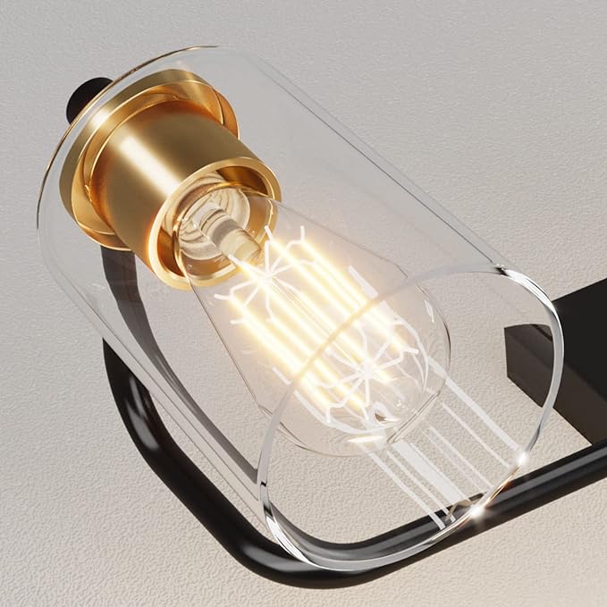 SOLFART Bathroom Light Fixtures 3-Light Vintage Bathroom Vanity Light Over Mirror Wall Sconces in Black Brass Vanity Lights for Bath(Brass)