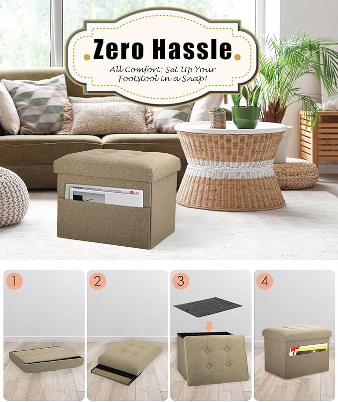 Ottoman Storage Ottoman Foot Rest Stool Foldable Bench with Storage Student Dormitory Bedroom and Entryway Storage 17 X 13 X 13