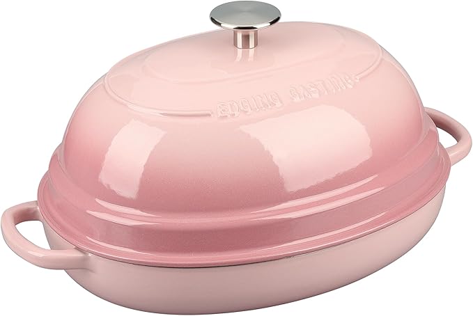 Enameled Oval Cast Iron Dutch Oven Pot with Lid, Bread Dutch Oven for Sourdough Bread Baking, 6QT, Pink