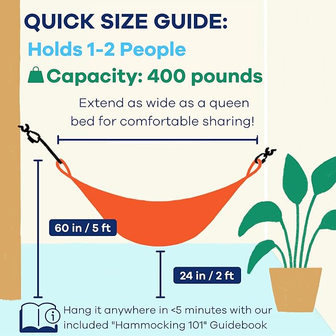 Handwoven Hammock by Yellow Leaf Hammocks - Double Size, Fits 1-2 PPL, 400lb max - Weathersafe, Super Strong, Easy to Hang, Ultra Soft, Artisan Made - Color: Neon - Blue - Turquoise