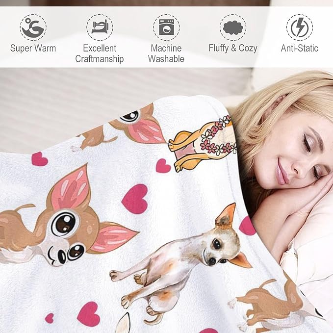 Chihuahua Dog Blanket Chihuahua Gifts for Girls Women Chihuahua Lovers Chihuahua Throw Blanket Kids Adults Soft Warm Cozy Fleece Blanket for Couch Sofa Bed 40"x50"