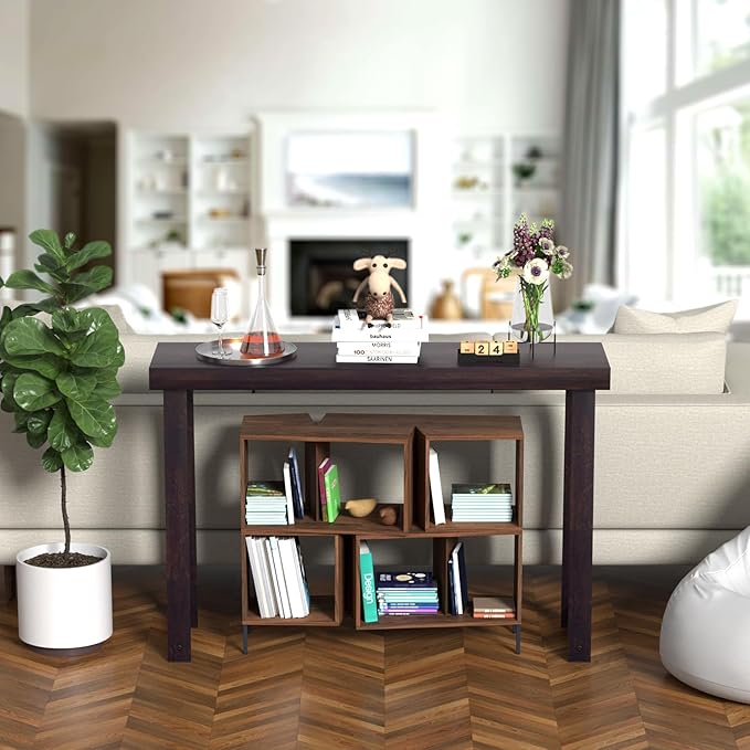 Solid Wood Console Table (46.25x12x32in) - Narrow Entryway & Hallway Table, Sofa Table for Living Room/Foyer, Easy Assembly