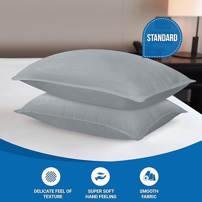 Utopia Bedding Bed Pillows for Sleeping (Grey), Standard Size, Set of 2, Hotel Pillow, Cooling Pillows for Side, Back or Stomach Sleepers