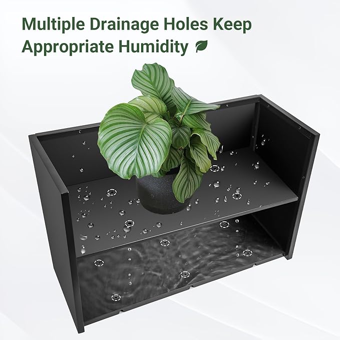 Metal Planter Box 30” x 12” x 16”, Tall Planter Box with Removable Insert Shelf, Black Steel Planter Heavy Duty for Porch, Garden, Patio, Yard