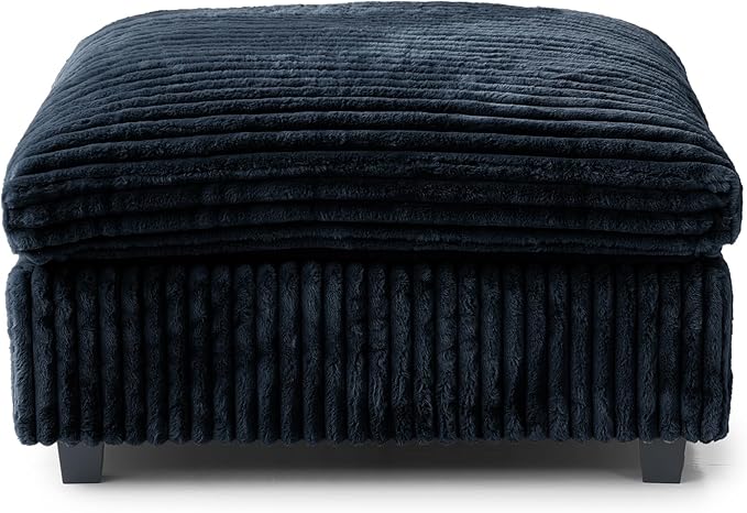 JACH 39.37" Modern Comfy Ottoman for Living Room, Oversized Ottoman Footstool, Cushion Covers Removable, Minimalist Ottomans for Party Bedroom Apartment (Black)