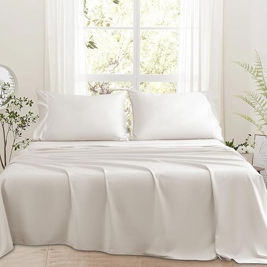 Bedlifes 1000 Thread Count 100% Egyptian Cotton California King Size Sheets Set - Sateen Soft Silky Breathable Luxury Cooling 4 Pieces (Linen)