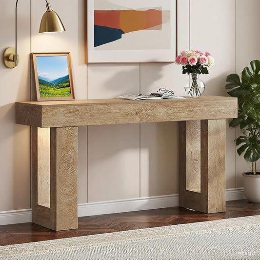 63-Inch Long Console Table, Wooden Rectangular Sofa Table Behind The Couch, Farmhouse Entryway Table for Entrance, Hallway