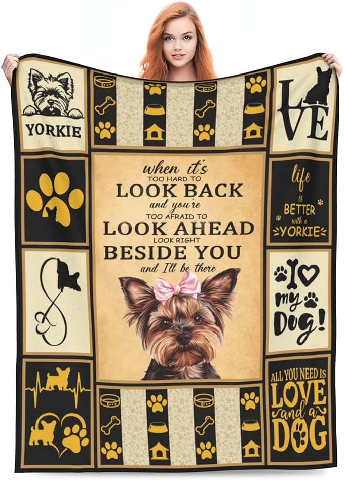 banonaty Yorkie Blanket Dog Throw Blanket Cozy Fleece Flannel Bedding Springer Yorkie Gifts for Women Men Boys Girls Adult Lover Stuff Plush for Couch Sofa Bed Decor 60"X80"