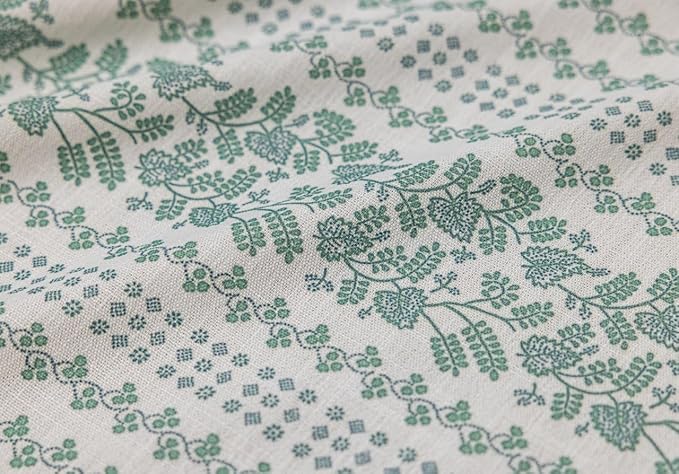 Linen Blend Pinch Pleated Curtains for Living Room, Bedroom, Dining Room - Light Filtering Curtains 2 Panels Set - Luxury and Modern Floral Printed Design - Summer Green, 30" W x 84" L