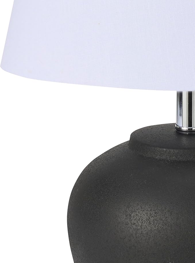 Nourison Home 20" Black Ceramic Pot Table Lamp for Bedroom, Living Room, Console, Entryway