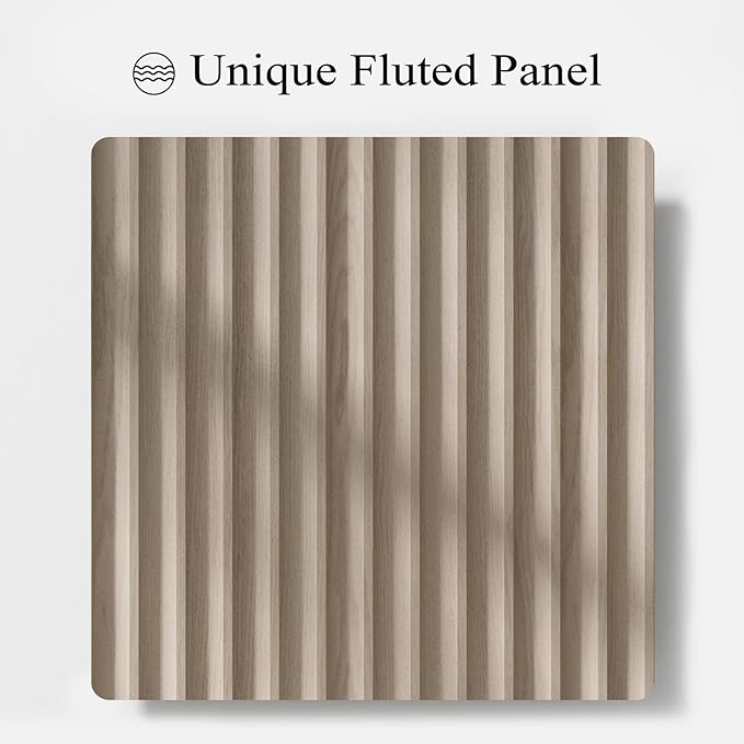 Fluted Night Stand with Charging Station, 23.6" Nightstand with Solid Wood Handle, Mid Century Modern Bedside Table End Table 3 Drawer Dresser for Bedroom, Living Room, Natural Oak