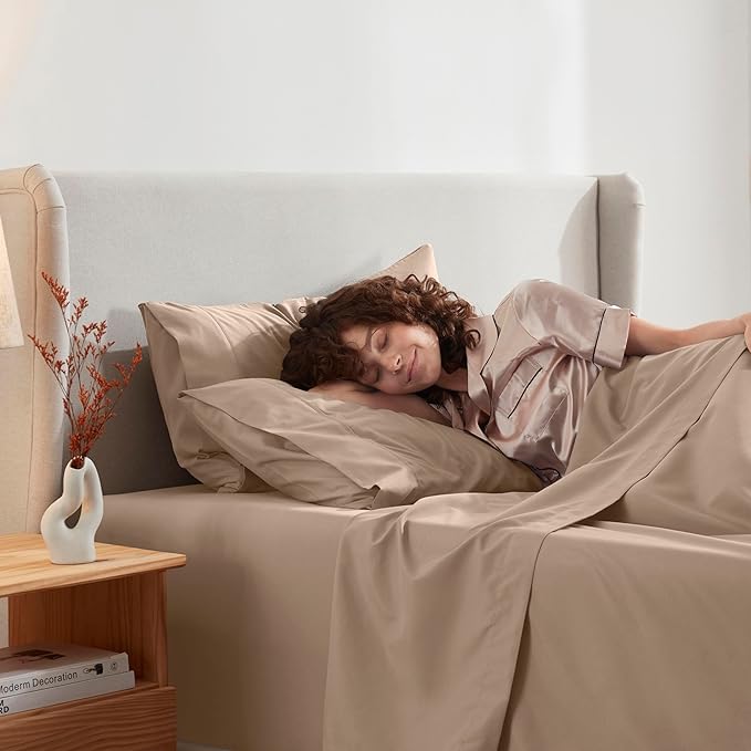 Nestl Short Queen Sheet Set - 1800 Ultra-Soft Microfiber - Double Brushed - Deep Pockets - Easy Fit - 4 Piece Set - Bed Sheets (Short Queen, Taupe)