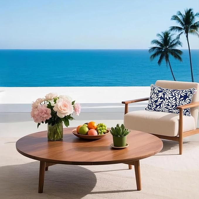 Pack of 2 Patio Lumbar Pillows, 12"x20" Fade Resistant Outdoor Waterproof Lumbar Pillow with Inners, Decorative Garden Lumbar Cushions for Home Patio Terrace Sofa Use