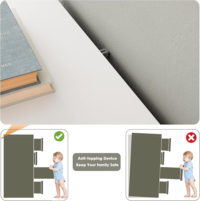 HAIOOU Fluted 6 Drawer Dresser with Power Outlet, 47.2” Wide Modern Chest of Drawers, Curved Profile Design Wooden Dresser for Bedroom, Clothing Storage Organizer TV Stand for Closet - White