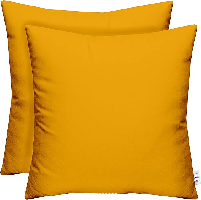RSH DECOR: Sunbrella Square Throw Pillows Set of 2 | 20" x 20" | Water and Fade-Resistant Performance Fabric | Outdoor Pillow Covers with Down-Alternative Inserts | Canvas Sunflower Yellow