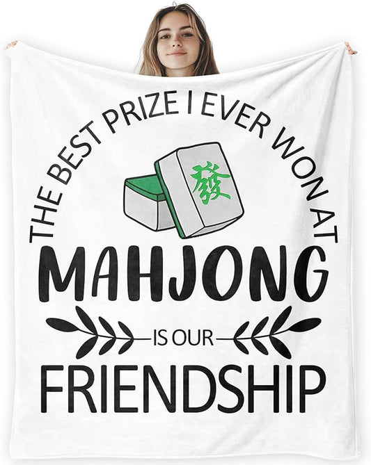Mahjong Gifts Throw Blanket,Mahjong Gifts for Women Girls Friends,Mah Jong Blanket for Office Couch Bed Girls Dorm Bedroom Living Room,50x60 Inches