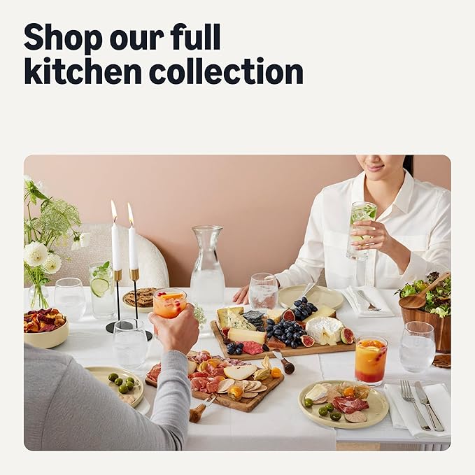 Amazon Basics Glazed Stoneware Dinnerware, Ceramic 12-Piece Set, 4 Full Place Settings, Dishwasher-Safe, Ivory