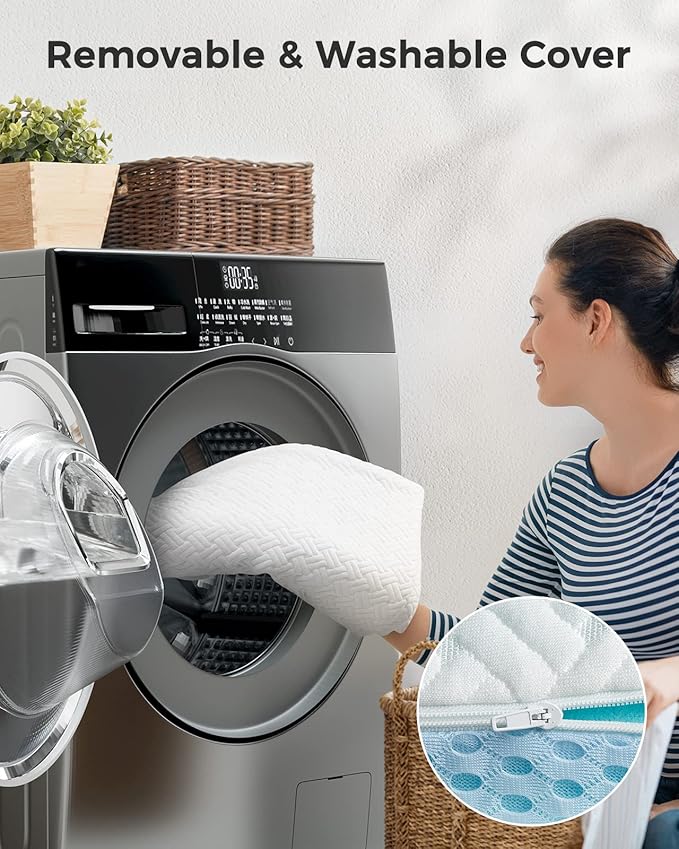 PERLECARE Full Size Mattress Topper - 4 Inch Cooling Memory Foam Mattress Pad for Pressure Relief,Bed Topper with Bamboo Cover,Removable & Washable & Non-Slip,CertiPUR-US & Oeko-Tex Certified