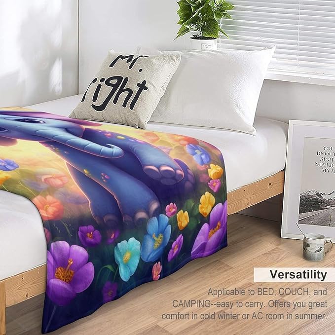 Elephant Blanket Elephant Gifts for Girls Cute Little Elephant Throw Blanket for Kids Adults Soft Warm Cozy Fleece Blanket for Couch Sofa Bed 60"x80"