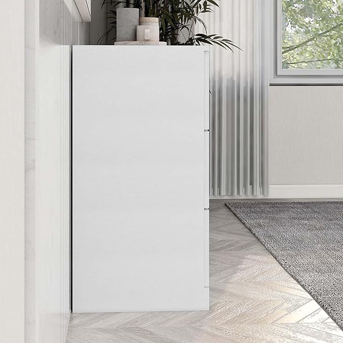 6 Drawer Dresser, Wide Chest of Drawers Organizer Storage with Drawers, Large White Storage Tower Unit, Modern Minimalist Closet Store Organizer for Bedroom or Living Room, Anti-Tipping Device (White)