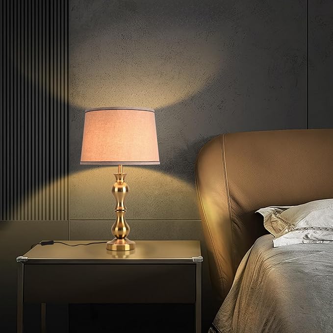 Modern Table Lamps Set of 2, Gold Brass Tall Skinny Table Lamp, Modern Buffet Table Lamp for Bedside Living Room Bedroom Nightstand,Contemporary Table Lamp Side Table Lamp