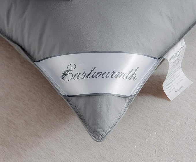 Goose Down Feather Bed Pillows for Sleeping,Medium Firm,Soft Support Grey Color Standard Size One Pillow