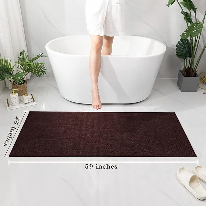 chakme Bathroom Rugs Mat 59x24, Ultra Thin Non Slip Bath Mat Large Quick Dry Absorbent Bath Mat for Bathroom Floor, (Dark Purple, 59"x24")