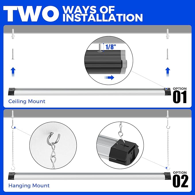 Barrina BS84 LED Shop Light for Garage, 10000LM, 84W, 4FT, 6500K Linkable Light Fixture for Workshop, Basement, Hanging or Flush Mount, Heat Dissipation with Pull Chain Switch, ETL,1 Pack