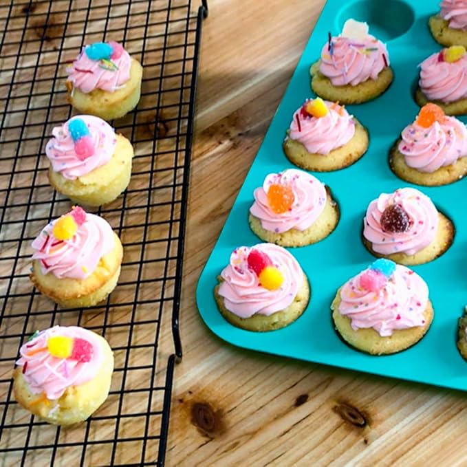 CAKETIME Mini Muffin Pan - 24 Mini Cupcake Pans, Silicone Molds, Food Grade, Pinch Test Approved, Pack of 2