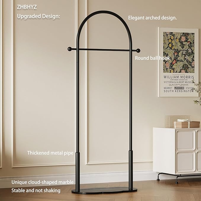 Clothes Rack for small spaces,Modern Clothing Rack with Marble Base,Small Garment Rack for Hanging Clothes,Heavy-duty Coat Rack Freestanding for Bedroom, Living Room,Entryway,Boutiques (black)