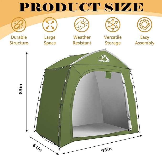 Bike Storage 7.3 x 5ft, Outside Storage Waterproof Oxford Fabric for 4 Bikes, Bike Shed, Garden Sheds & Outdoor Storage (Arch Green - XXL for 4-5 Bikes)