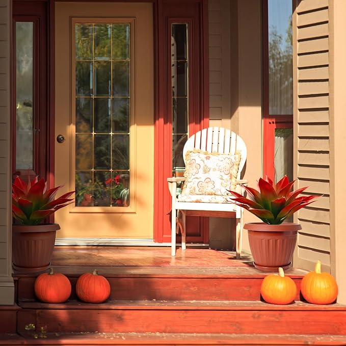 Velener Fall Fake Agave Artificial Plant, Red Fake Succulent Plant for Room Decor, Unpotted Faux Agave Stems Plant for Fall Outdoor/Indoor Decor, 18 inches, Set of 2