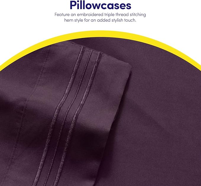 1500 Supreme Collection California King Sheet Sets Purple- Luxury Hotel Bed Sheets and Pillowcase Set for California King Mattress - Extra Soft, Elastic Corner Straps, Deep Pocket Sheets Purple