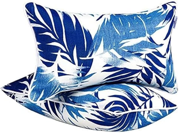 Outdoor Lumbar Pillows - Decorative Pillows with Insert Included Set of 2 Outdoor Pillows for Patio Furniture 12x20 Inch