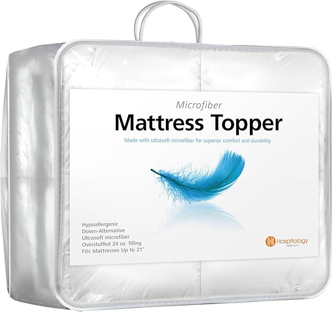 HOSPITOLOGY PRODUCTS Hypoallergenic Mattress Cover- Overstuffed - Deep Pocket - Goose Down Alternative Pillow Top Mattress Topper Twin - 39" W x 75" L