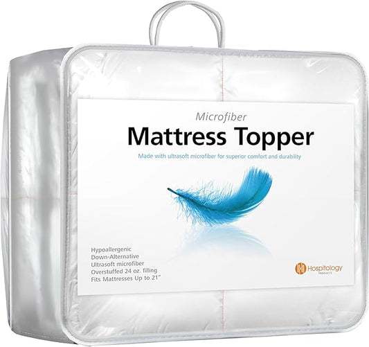 HOSPITOLOGY PRODUCTS Hypoallergenic Mattress Cover- Overstuffed - Deep Pocket - Goose Down Alternative Pillow Top Mattress Topper Twin - 39" W x 75" L