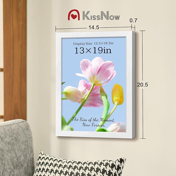 13x19 Picture Frame 4 Pack, White Solid Wood, Wall Gallery Poster Frame